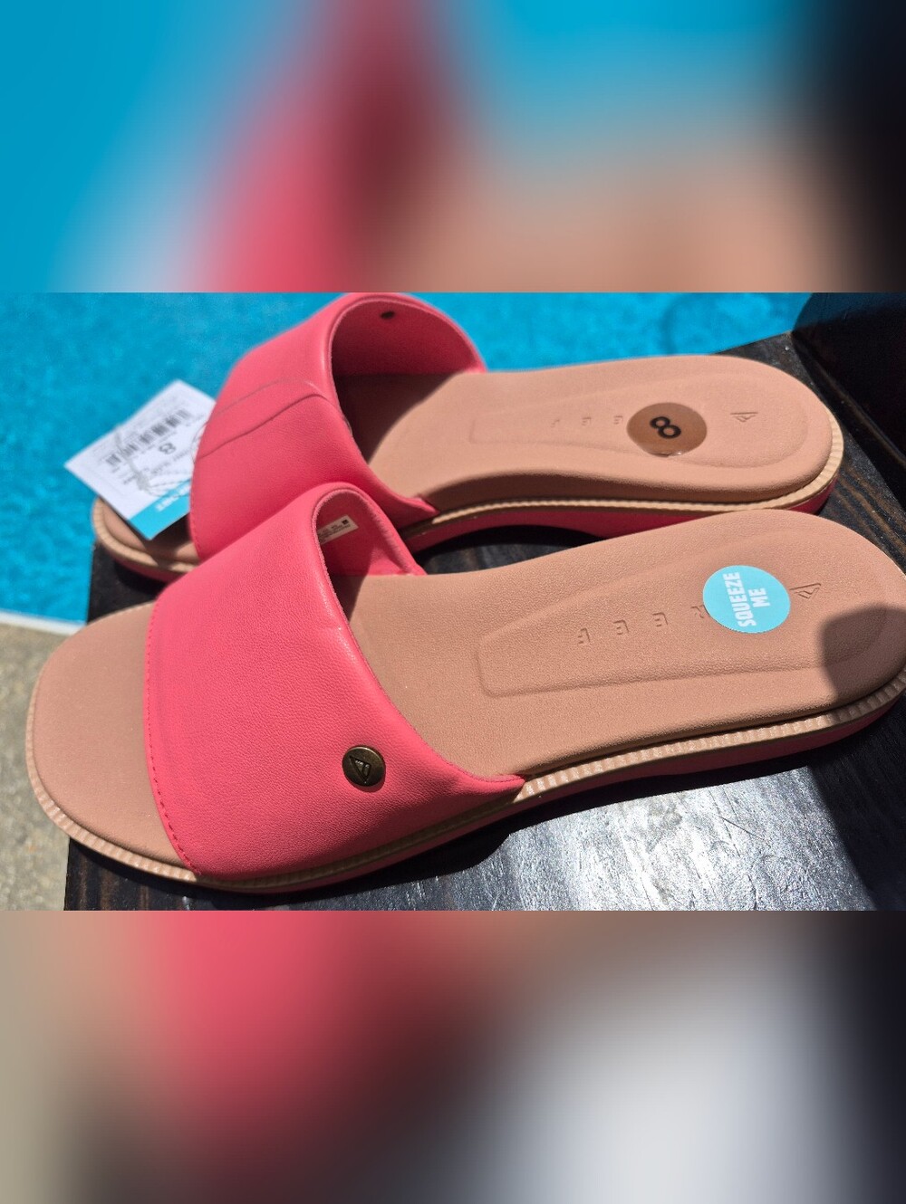 New With Tags! Reef Pink Slide Sandals Women's Size 8 - Picture 2 of 4